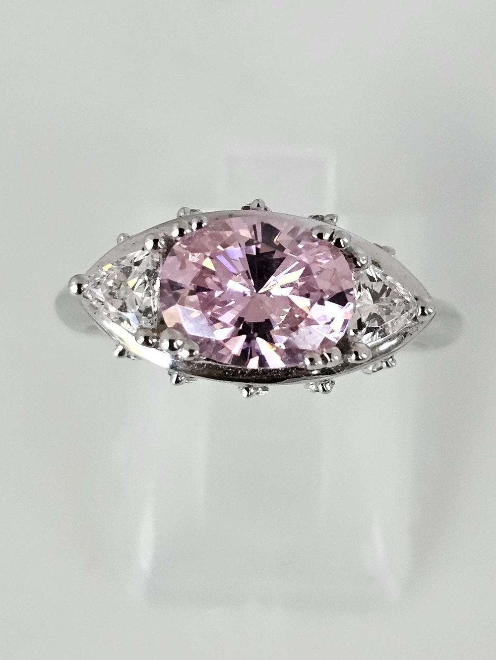 Vintage Victoria Wieck Sapphire & Diamond Simulant Ring Sterling Silver Sz 8